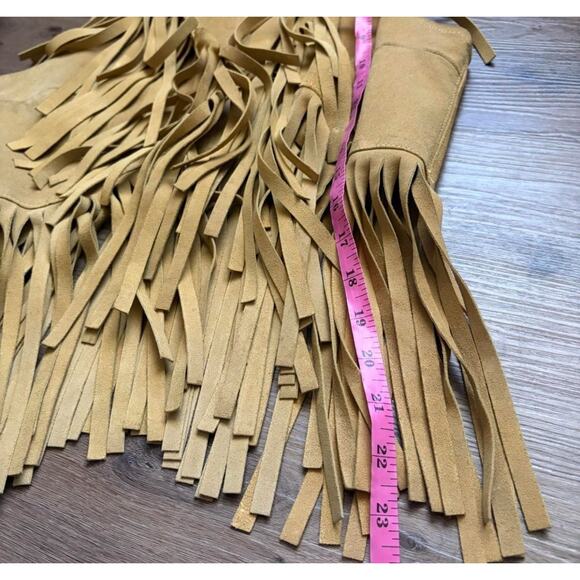 VTG Latigo West Suede Leather Tan Fringe Skirt Vest Set Western S - Picture 8 of 8